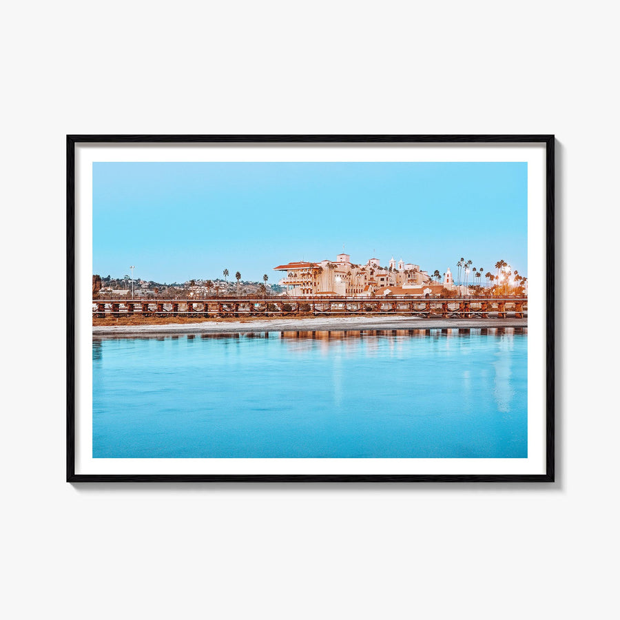 Del Mar colorful photo poster of California, USA – horizontal wall art, unframed print shown in interior mockup