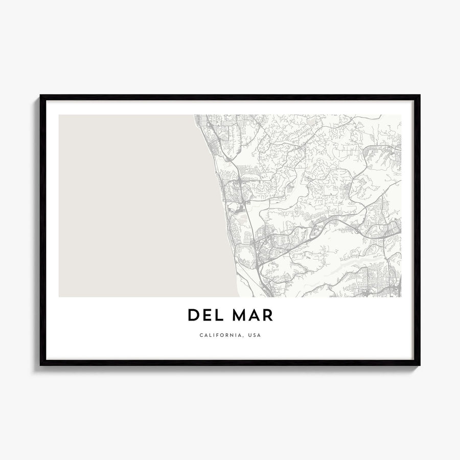 Del Mar Map Poster, framed poster mockup