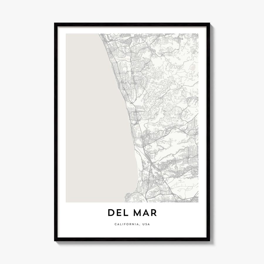 Del Mar Map Poster, framed poster mockup