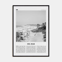 Del Mar No 1 Poster Black Wood / 8x12 in Nbourhood Travel B&W Poster