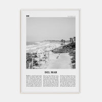 Del Mar No 1 Poster White Wood / 8x12 in Nbourhood Travel B&W Poster