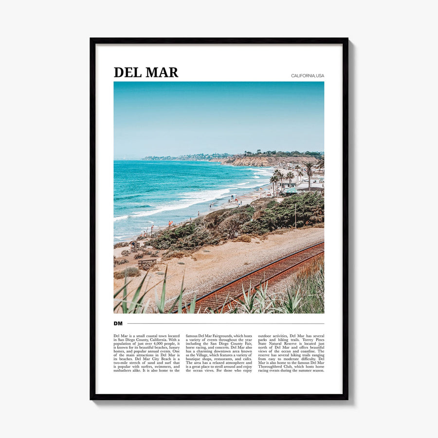 Del Mar Travel Poster, framed poster mockup