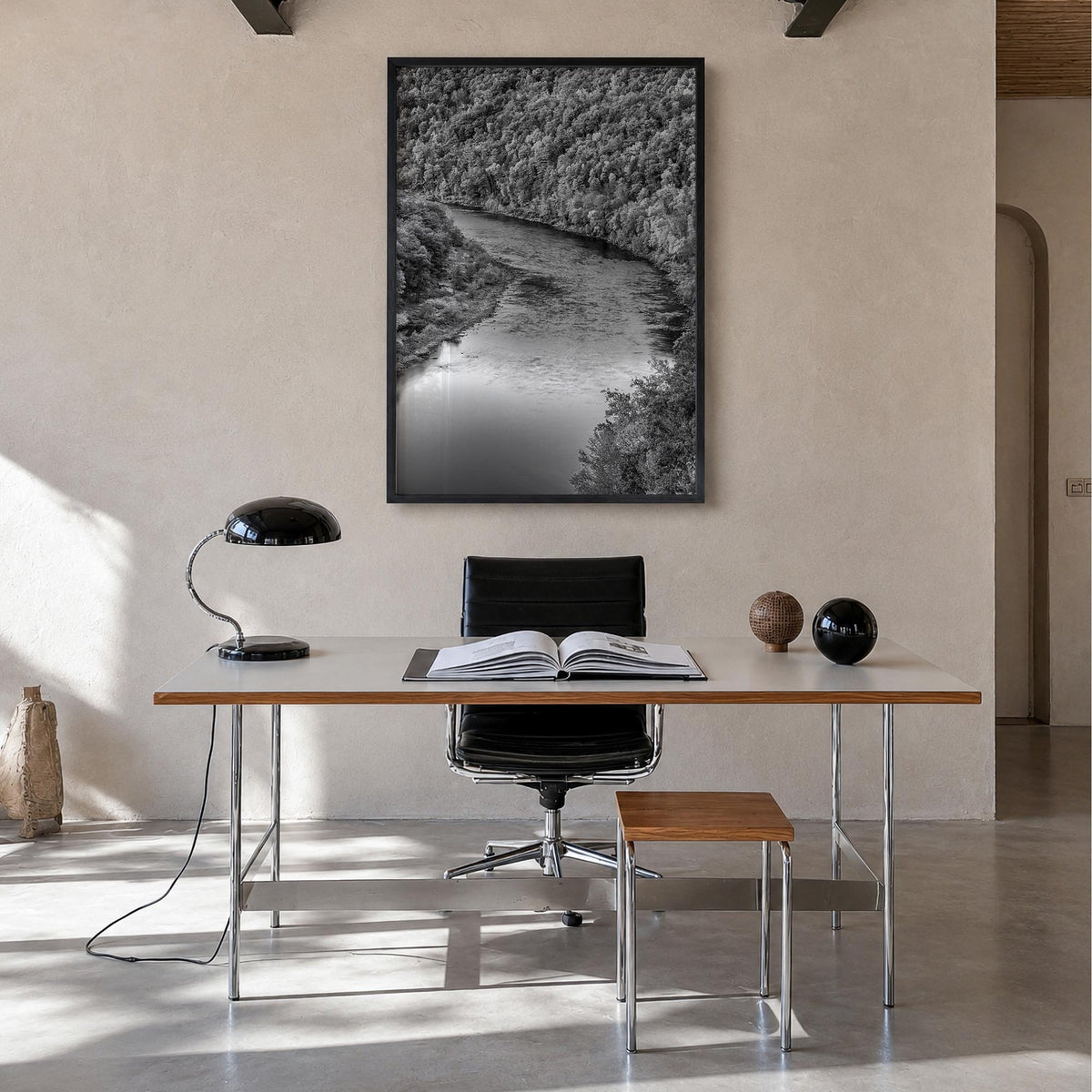 Delaware black & white photo poster of United States – vertical wall art in black wood frame, hanging on wall