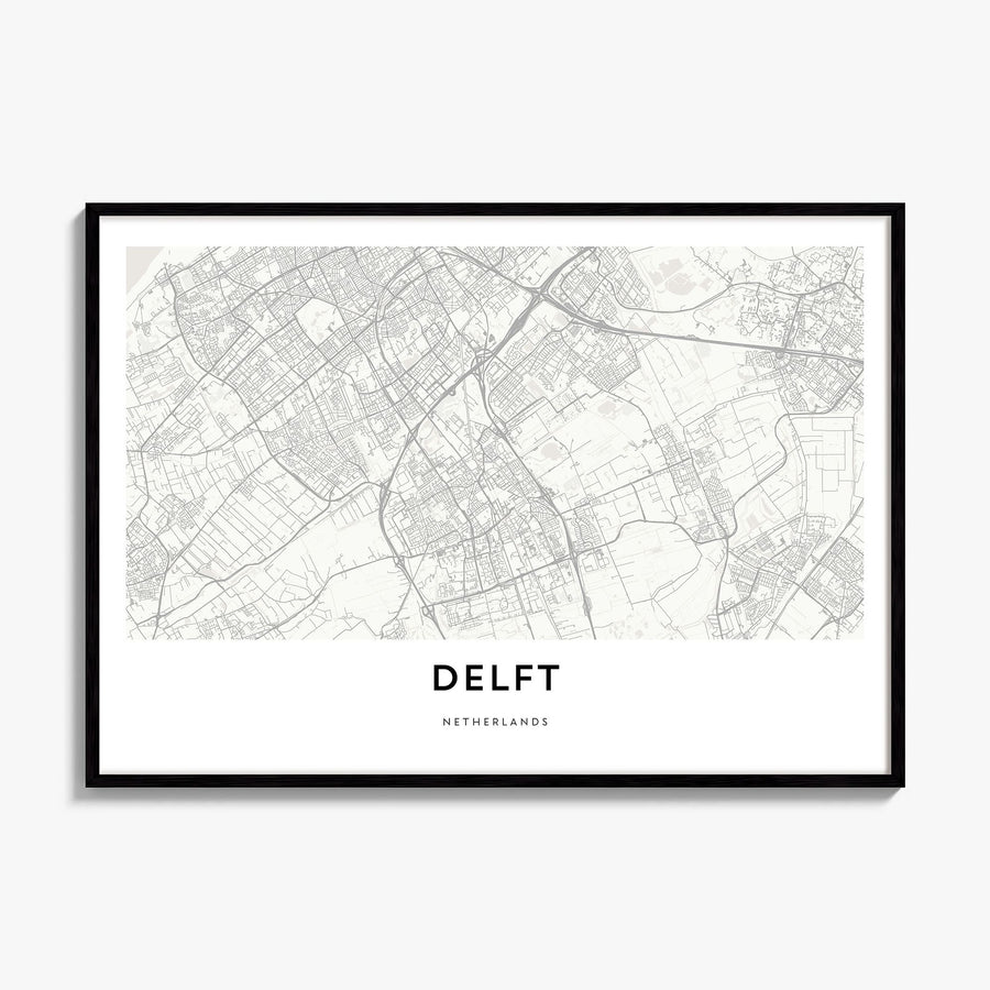 Delft Map Poster, framed poster mockup