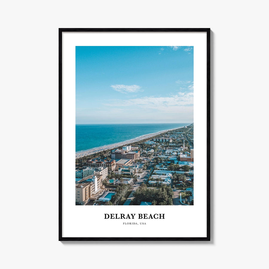 Delray Beach colorful classic poster of Florida, USA – vertical wall art, unframed print shown in interior mockup