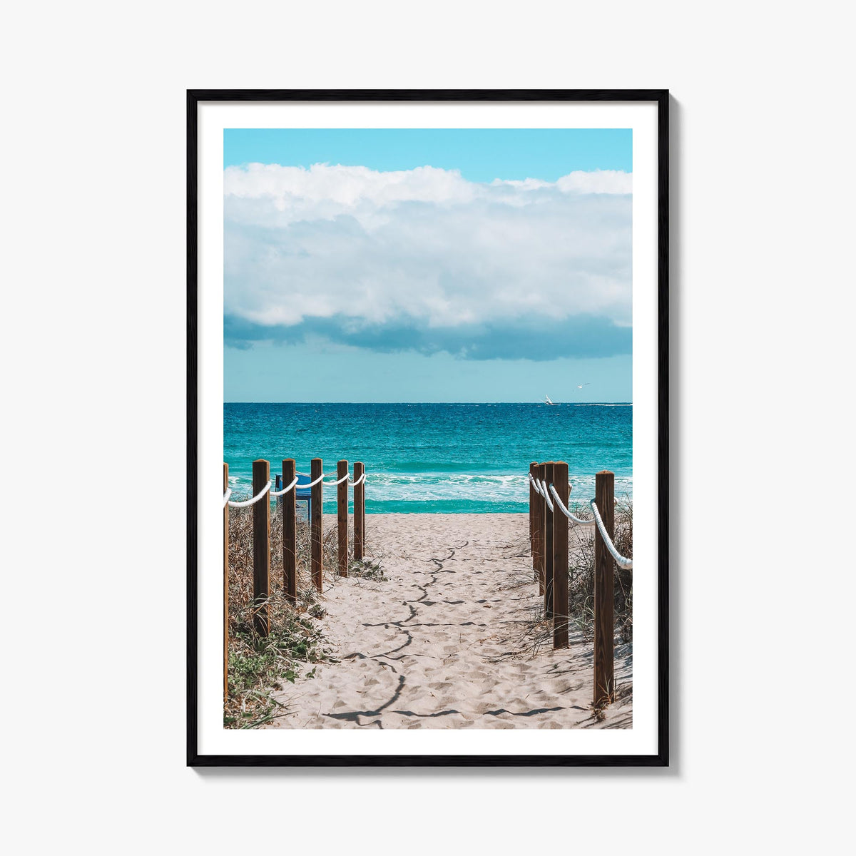 Delray Beach colorful photo poster of Florida, USA – vertical wall art, unframed print shown in interior mockup