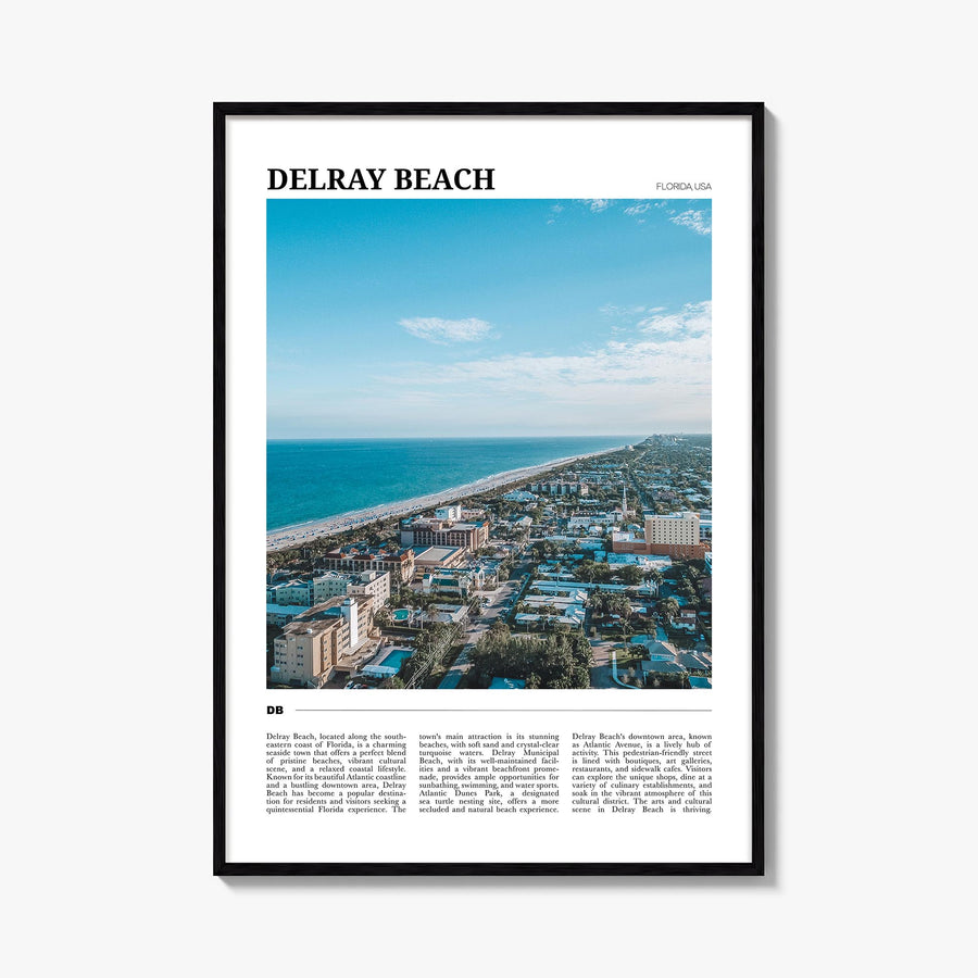 Delray Beach colorful travel poster of Florida, USA – vertical wall art, unframed print shown in interior mockup