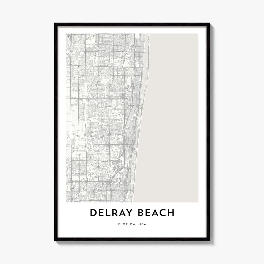 Delray Beach Map Poster, framed poster mockup