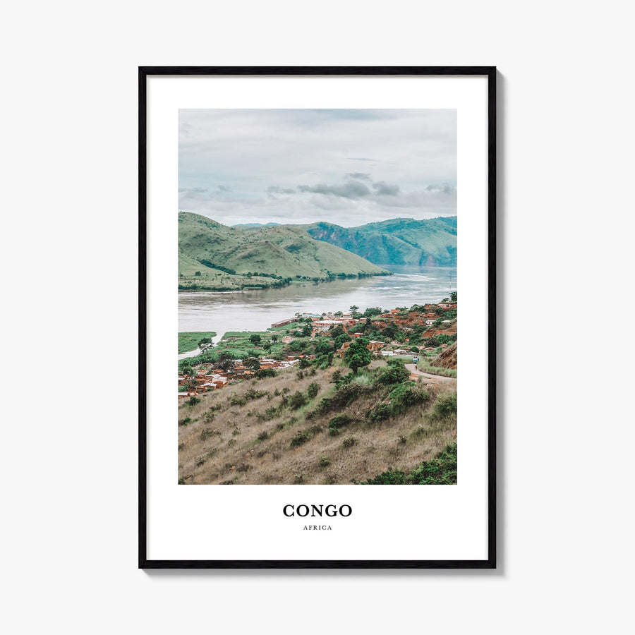 Democratic Republic of the Congo colorful classic poster of Africa – vertical wall art, unframed print shown in interior mock