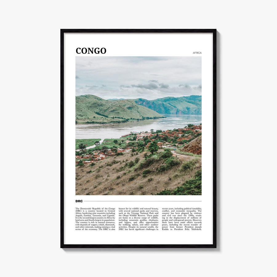 Democratic Republic of the Congo colorful travel poster of Africa – vertical wall art, unframed print shown in interior mocku