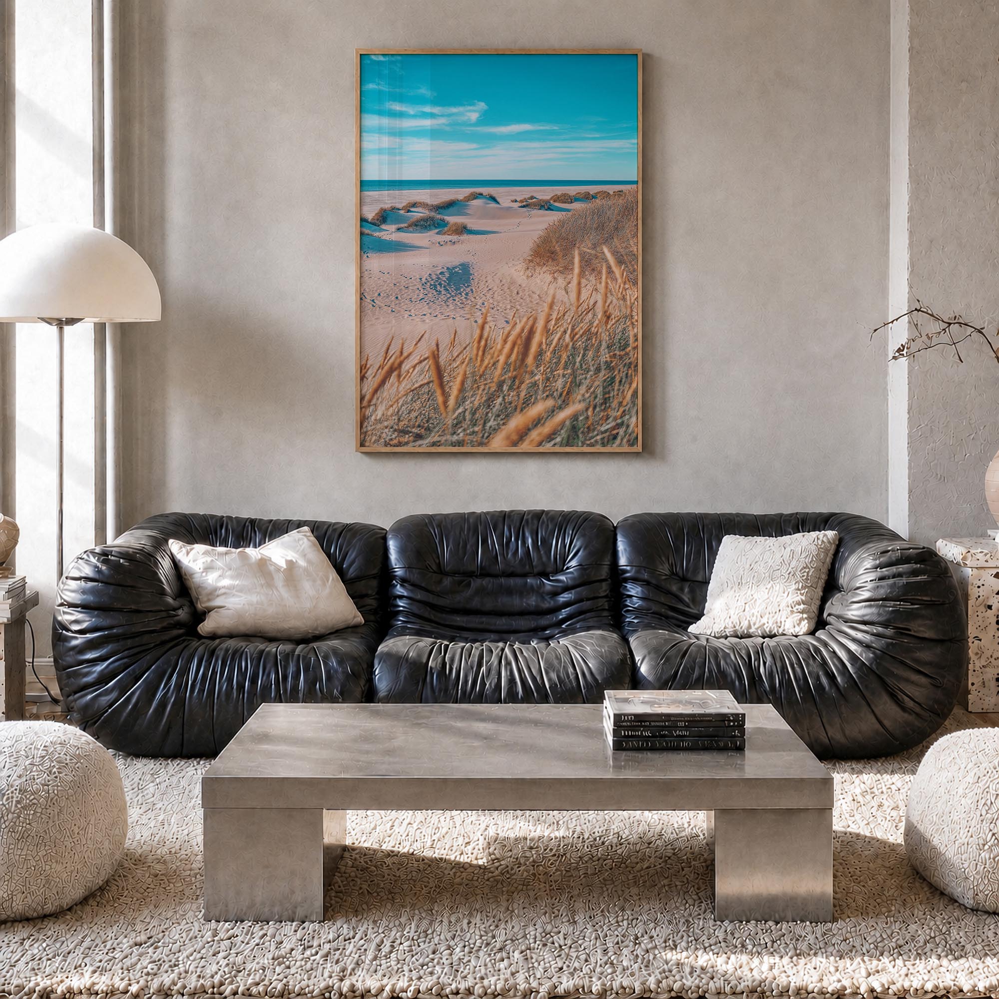 Denmark colorful photo poster of Europe – vertical wall art in natural wood frame, hanging on wall