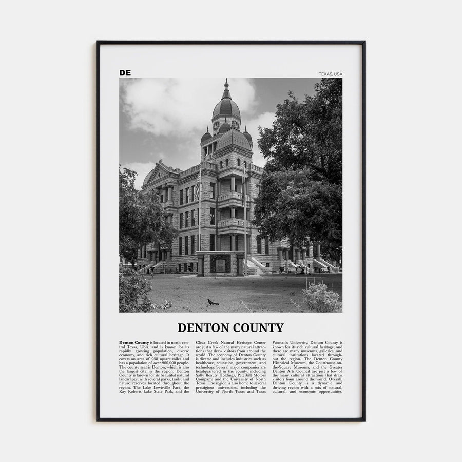 Denton County Poster None / 8x12 in Nbourhood Travel B&W Poster