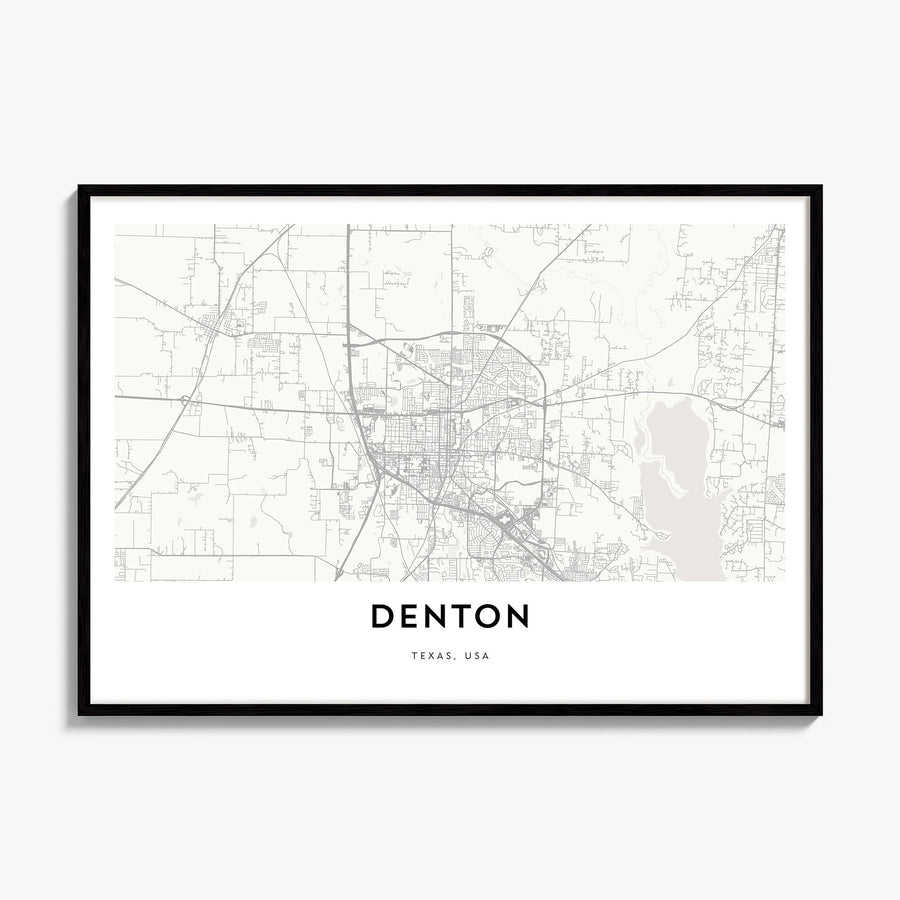 Denton Map Poster, framed poster mockup