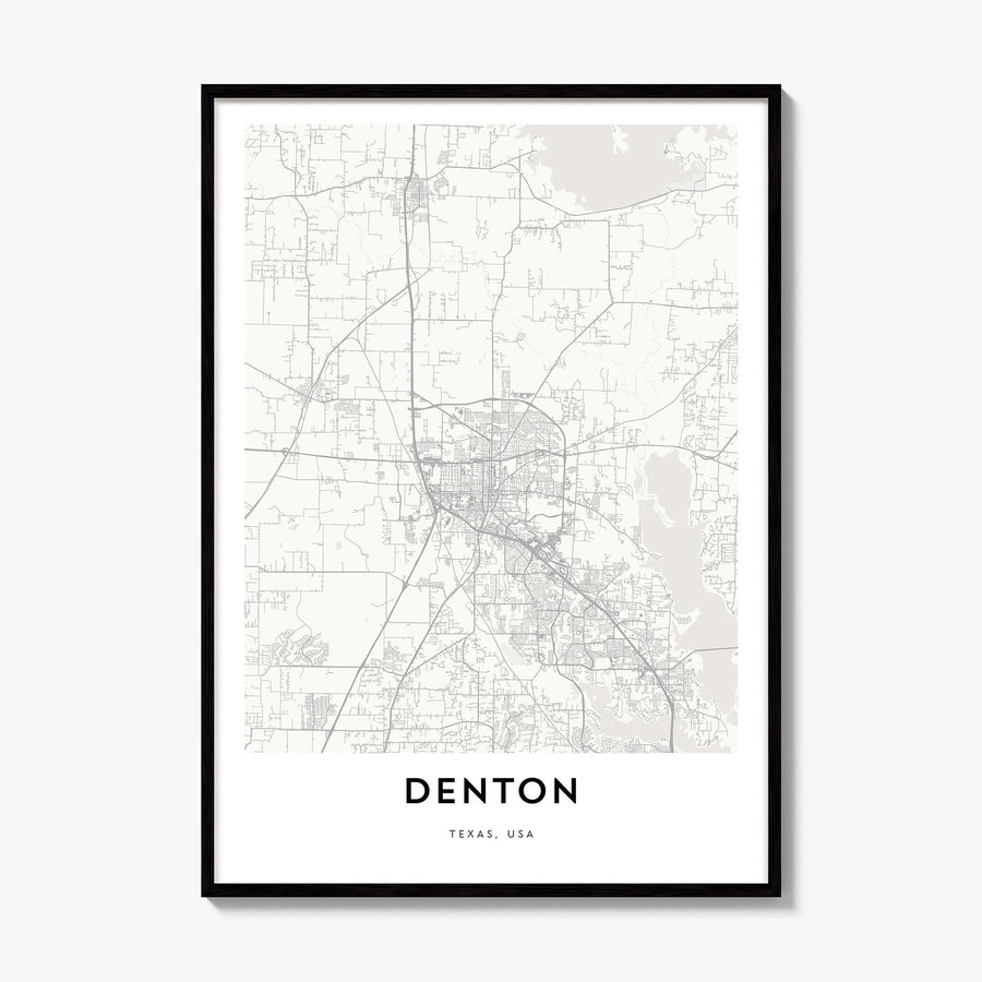 Denton Map Poster, framed poster mockup