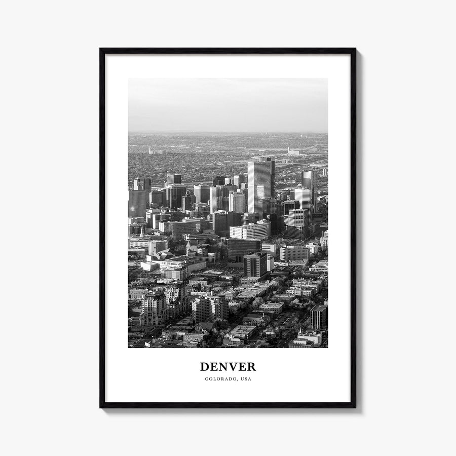 Denver no. 1 black & white classic poster of Colorado, USA – vertical wall art, unframed print shown in interior mockup