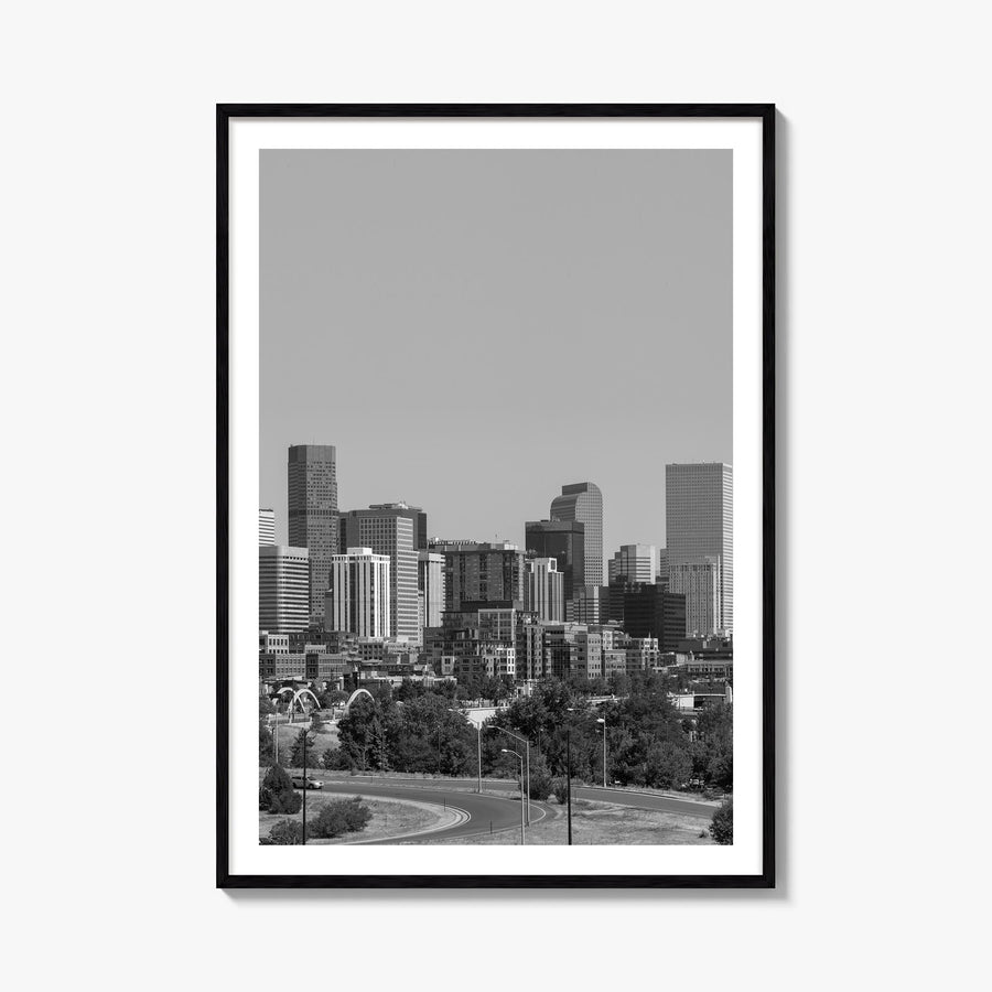 Denver no. 1 black & white photo poster of Colorado, USA – vertical wall art, unframed print shown in interior mockup