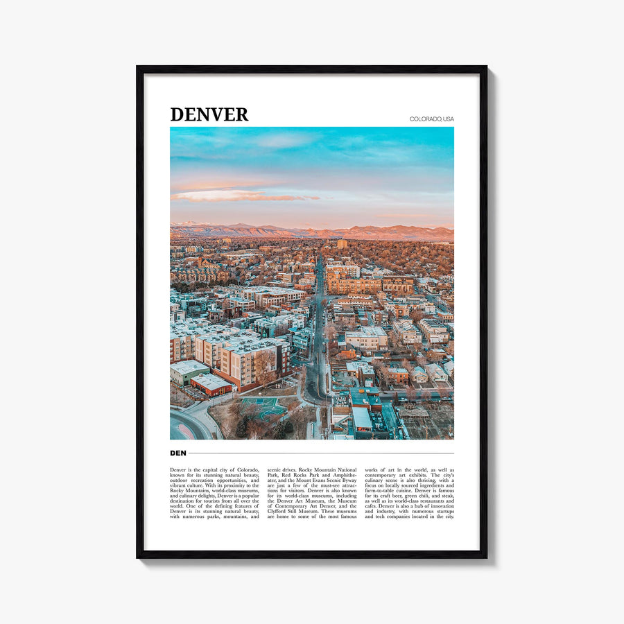 Denver no. 1 colorful travel poster of Colorado, USA – vertical wall art, unframed print shown in interior mockup