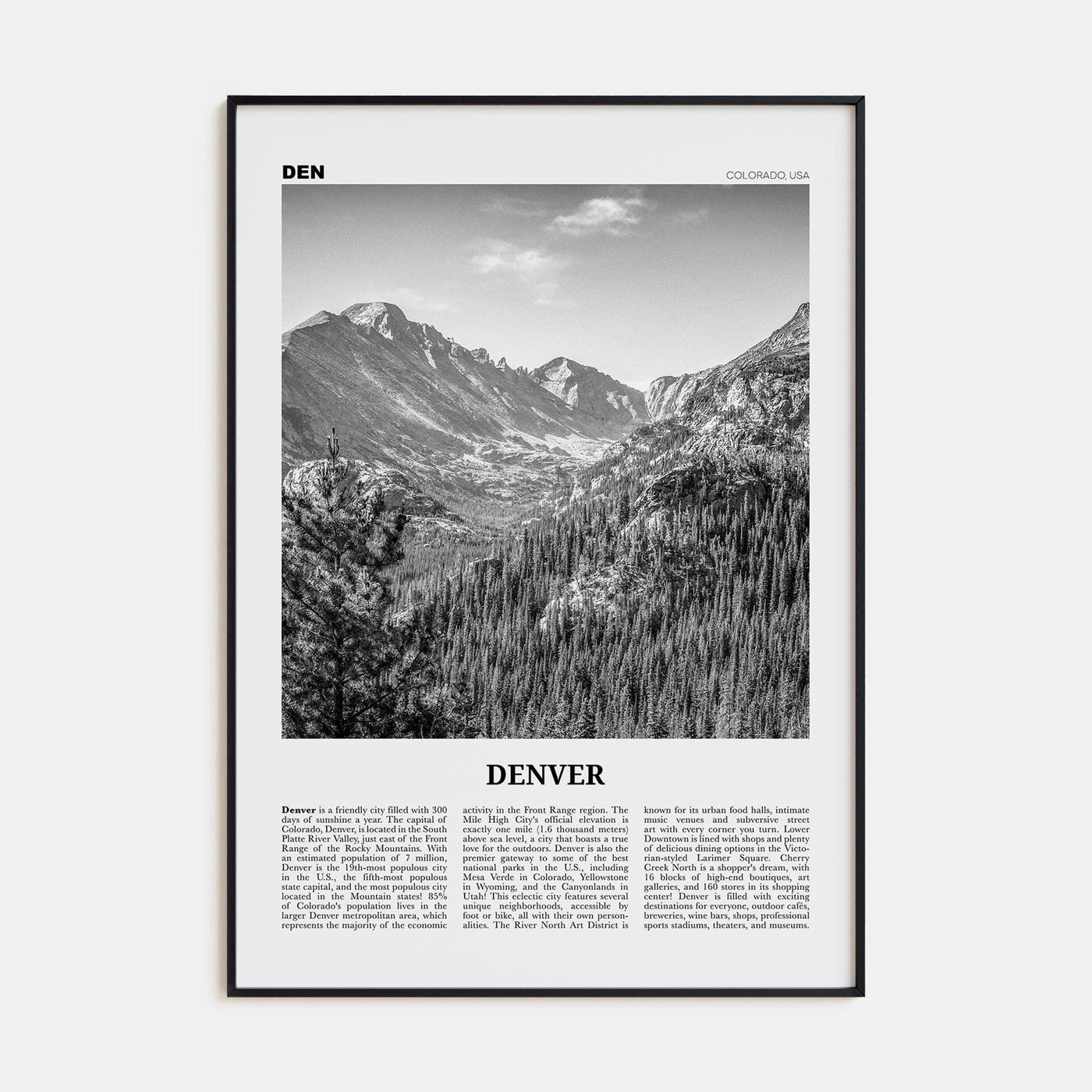 Denver No 1 Poster None / 8x12 in Nbourhood Travel B&W Poster