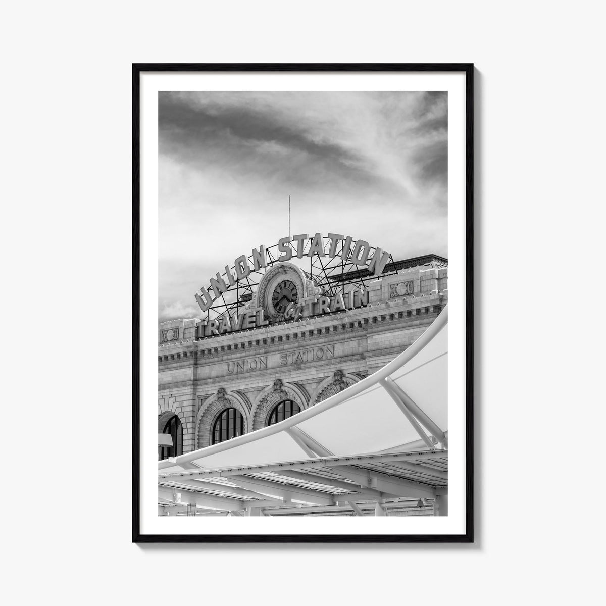 Denver no. 2 black & white photo poster of Colorado, USA – vertical wall art, unframed print shown in interior mockup