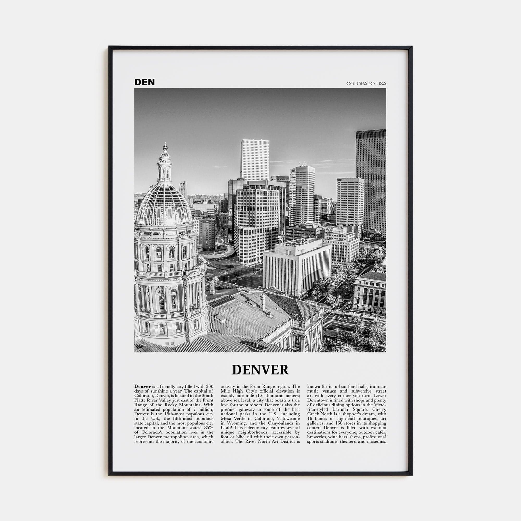 Denver No 2 Poster None / 8x12 in Nbourhood Travel B&W Poster