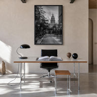 Denver no. 3 black & white photo poster of Colorado, USA – vertical wall art in black wood frame, hanging on wall
