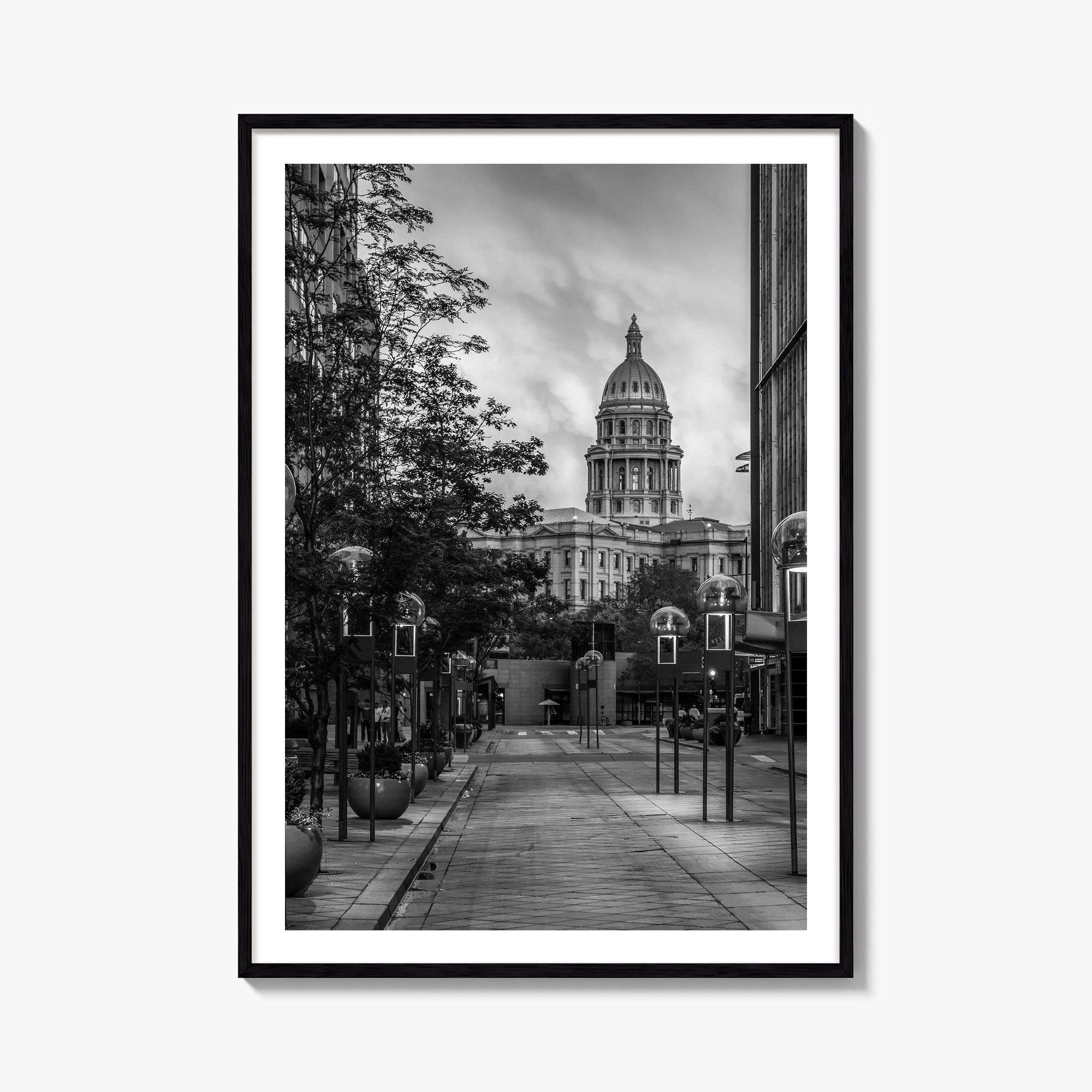 Denver no. 3 black & white photo poster of Colorado, USA – vertical wall art, unframed print shown in interior mockup