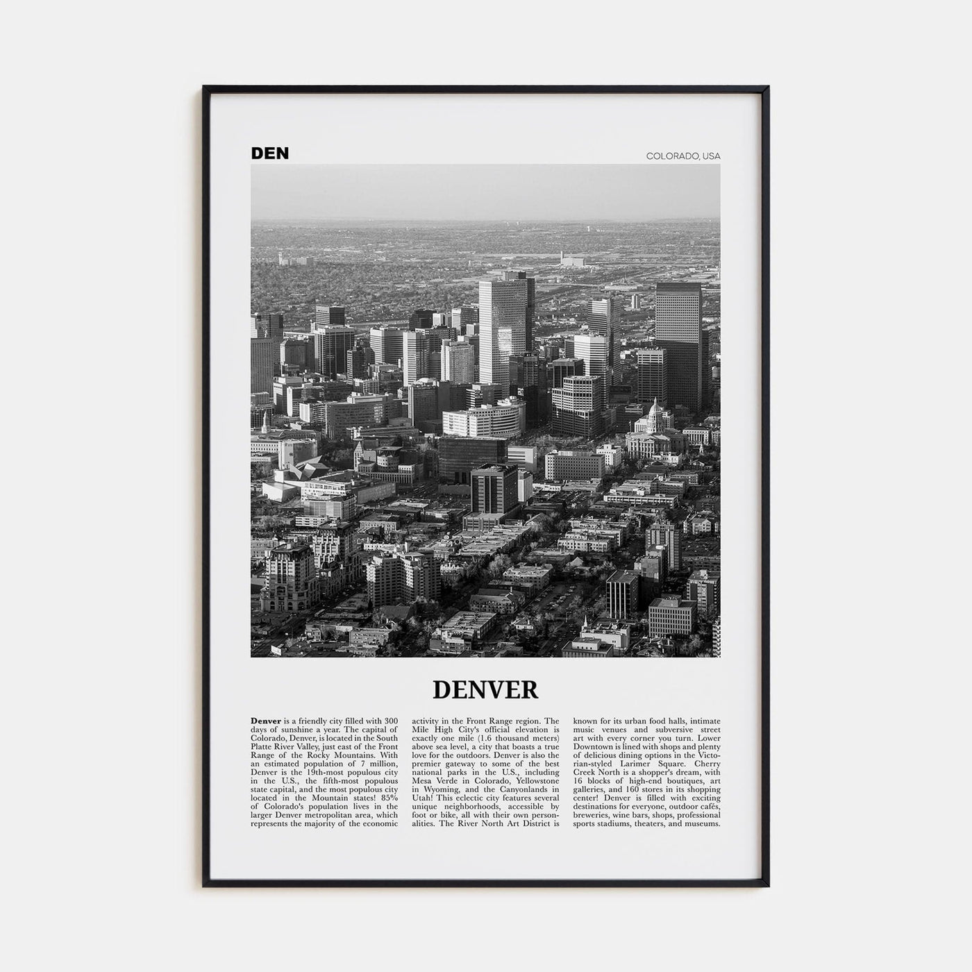 Denver No 3 Poster None / 8x12 in Nbourhood Travel B&W Poster