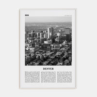 Denver No 3 Poster White Wood / 8x12 in Nbourhood Travel B&W Poster