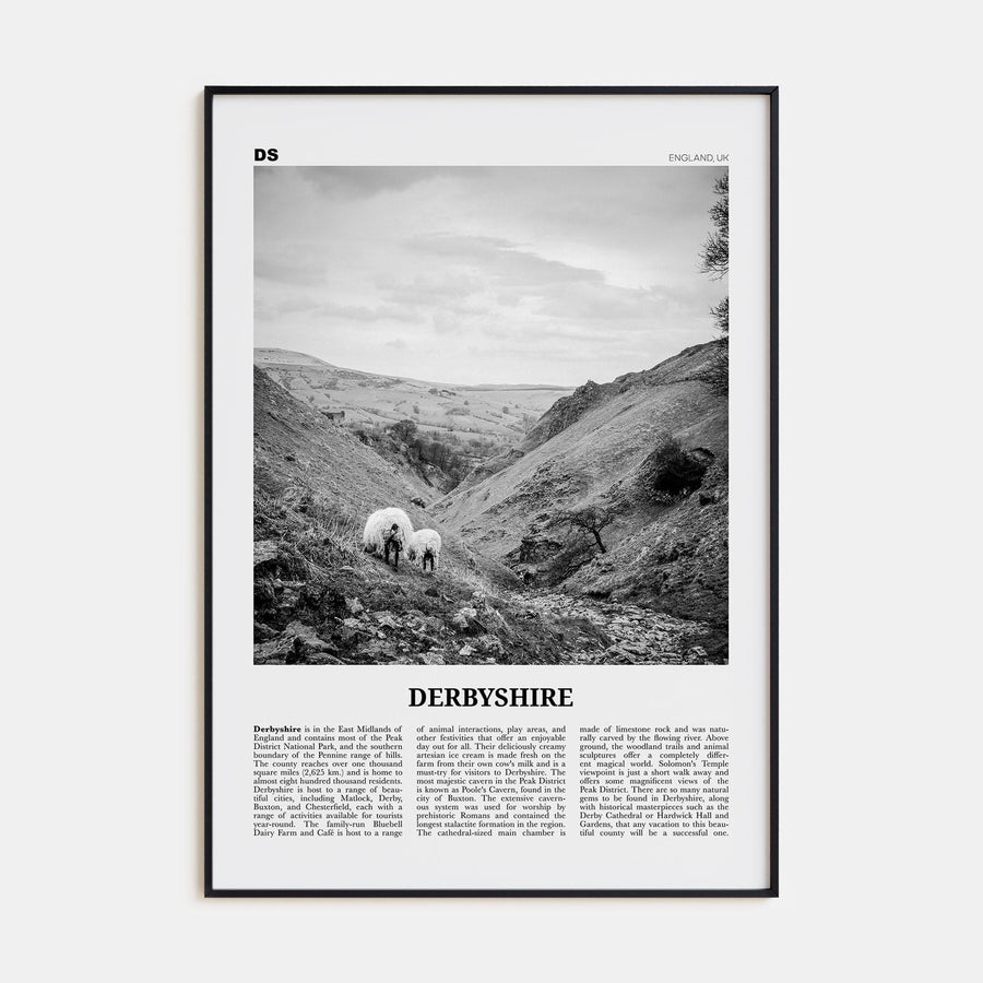 Derbyshire Poster None / 8x12 in Nbourhood Travel B&W Poster