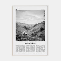 Derbyshire Poster White Wood / 8x12 in Nbourhood Travel B&W Poster