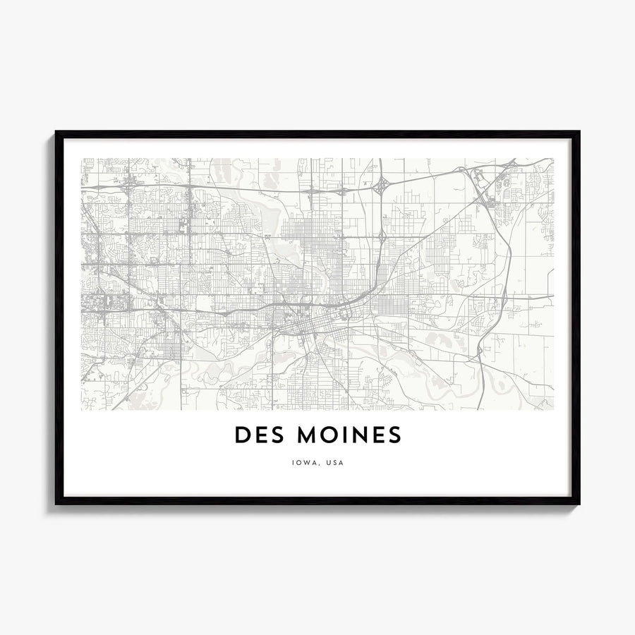 Des Moines Map Poster, framed poster mockup
