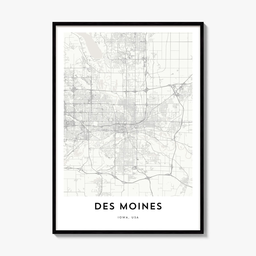 Des Moines Map Poster, framed poster mockup