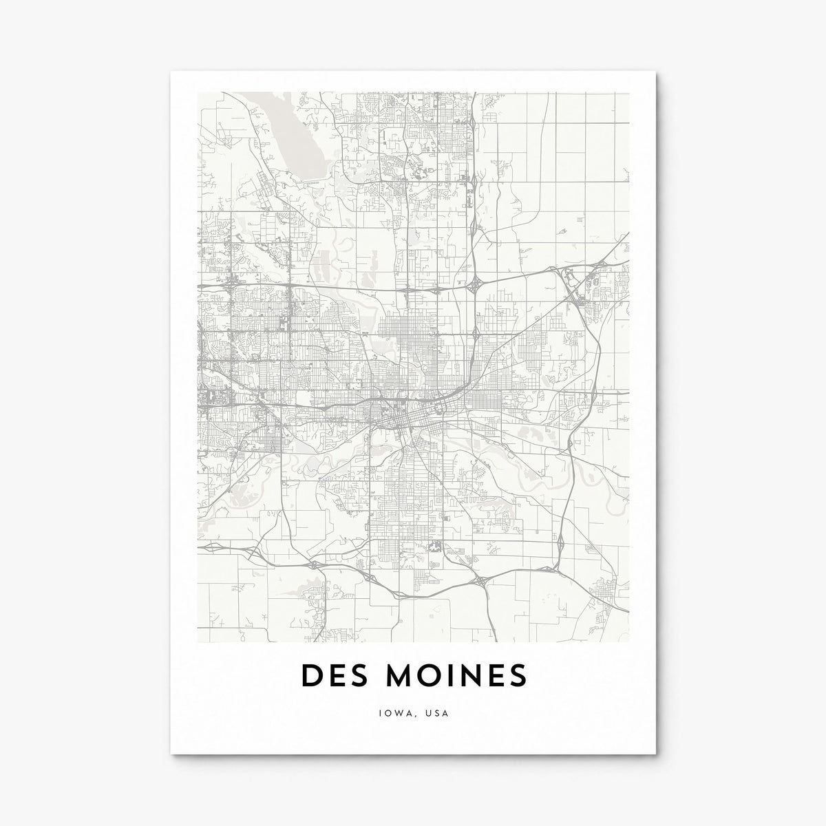 Des Moines Map Poster, print only (unframed)