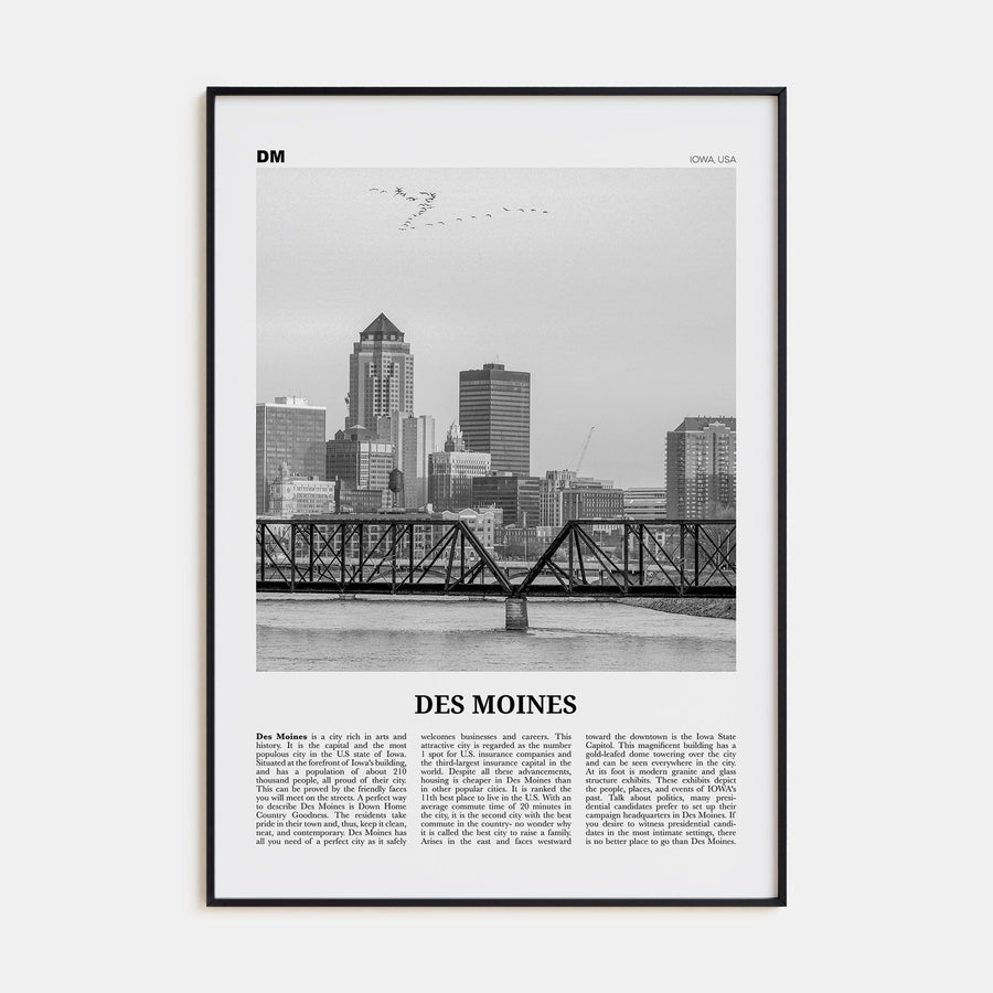 Des Moines No 1 Poster None / 8x12 in Nbourhood Travel B&W Poster