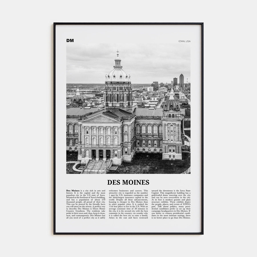 Des Moines No 2 Poster None / 8x12 in Nbourhood Travel B&W Poster