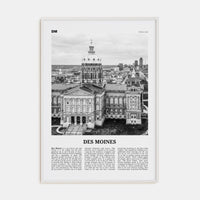 Des Moines No 2 Poster White Wood / 8x12 in Nbourhood Travel B&W Poster