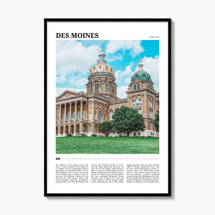 Des Moines Travel No 1 Poster, framed poster mockup