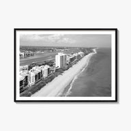 Destin black & white photo poster of Florida, USA – horizontal wall art, unframed print shown in interior mockup