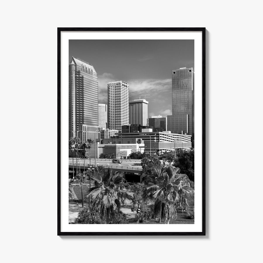 Destin black & white photo poster of Florida, USA – vertical wall art, unframed print shown in interior mockup