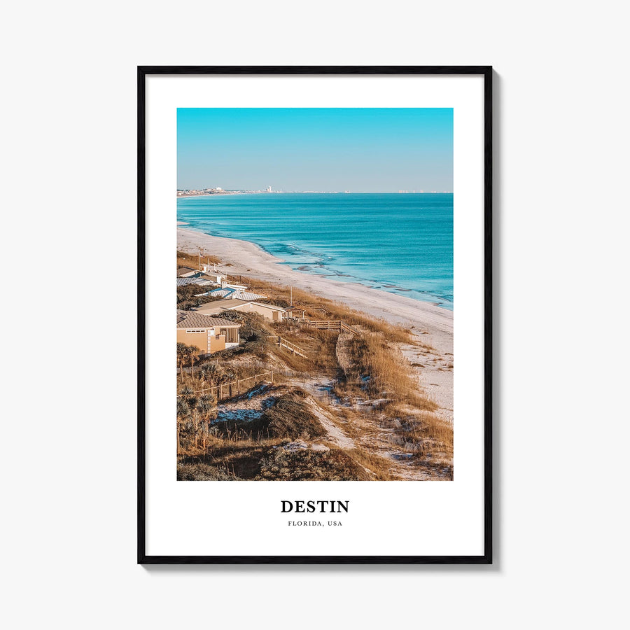 Destin colorful classic poster of Florida, USA – vertical wall art, unframed print shown in interior mockup