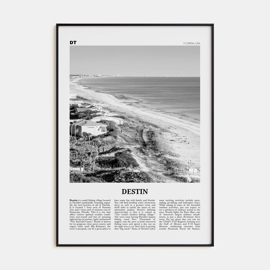 Destin No 1 Poster None / 8x12 in Nbourhood Travel B&W Poster