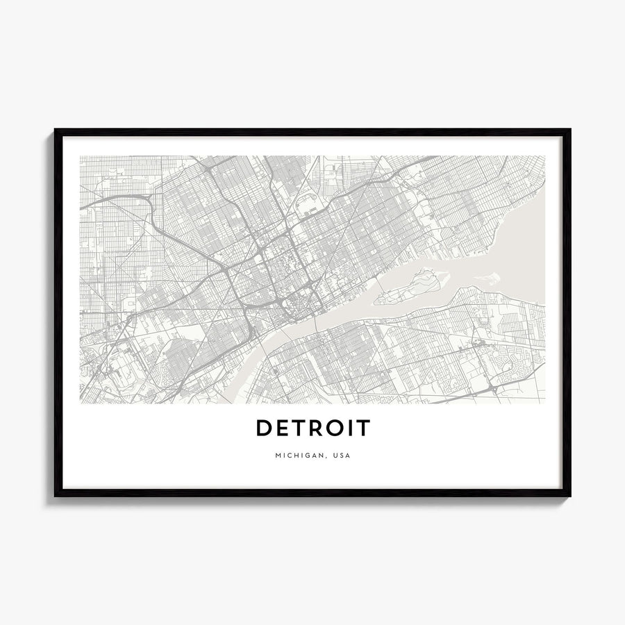 Detroit Map Poster, framed poster mockup