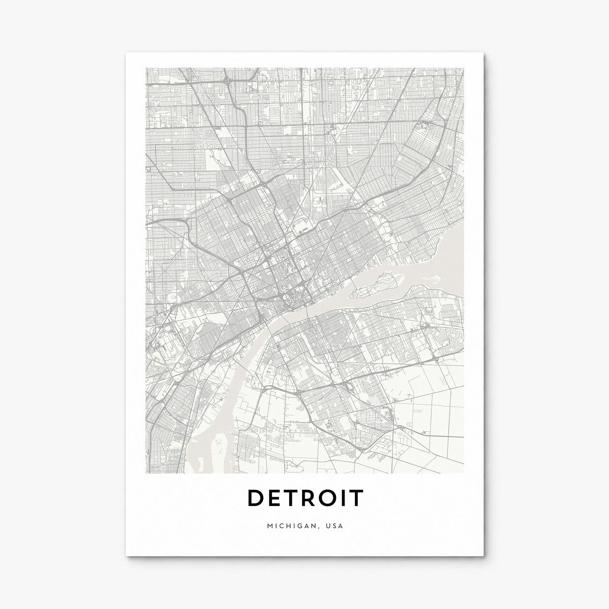 Detroit Map Poster, print only (unframed)