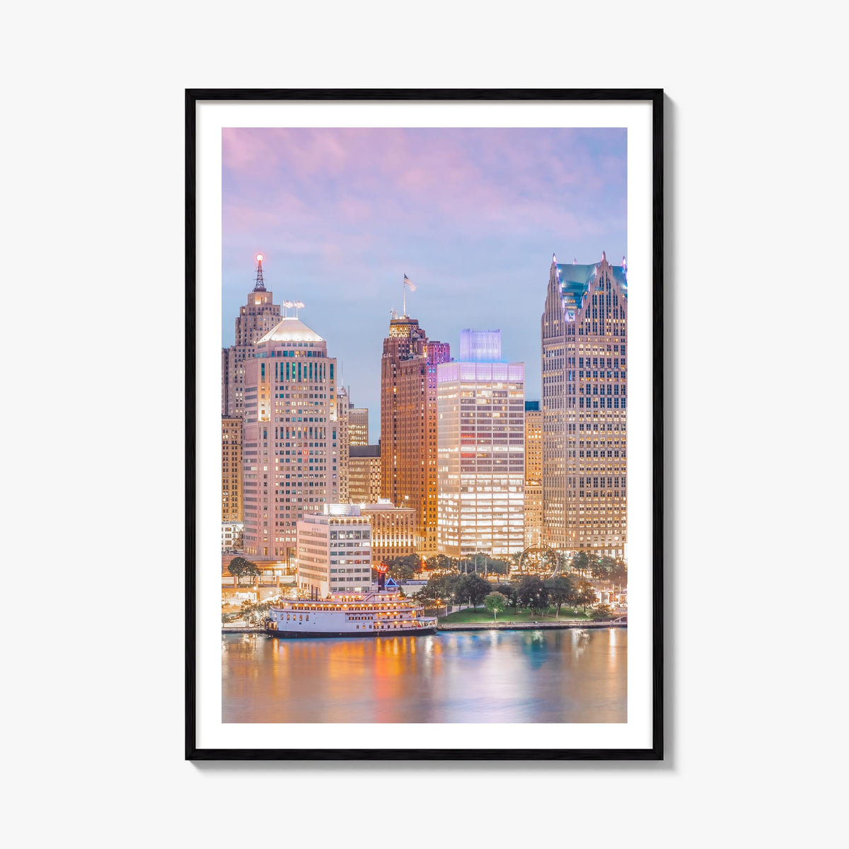 Detroit no. 1 colorful photo poster of Michigan, USA – vertical wall art, unframed print shown in interior mockup