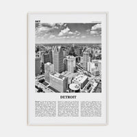 Detroit No 1 Poster White Wood / 8x12 in Nbourhood Travel B&W Poster