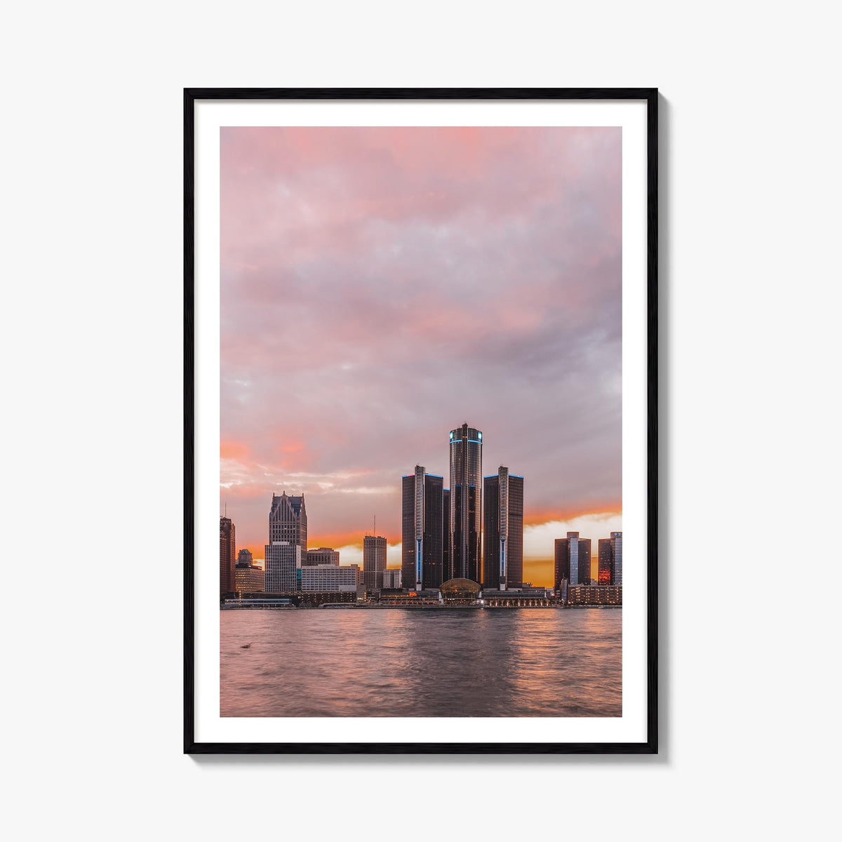 Detroit no. 2 colorful photo poster of Michigan, USA – vertical wall art, unframed print shown in interior mockup