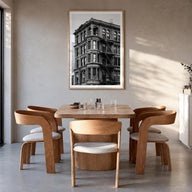 Detroit no. 3 black & white photo poster of Michigan, USA – vertical wall art in natural wood frame with white border, hangin