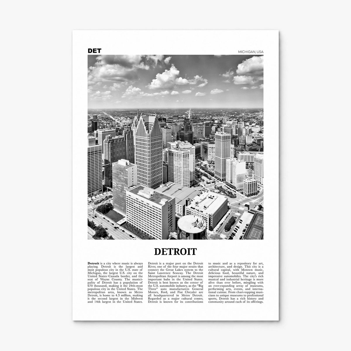 Detroit Newspaper No 1 Poster, print only (unframed)