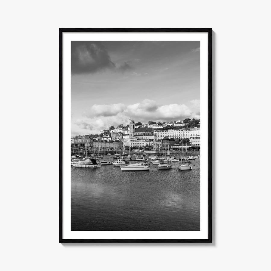 Devon black & white photo poster of England, UK – vertical wall art, unframed print shown in interior mockup