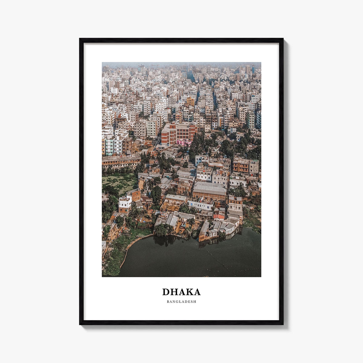 Dhaka colorful classic poster of Bangladesh – vertical wall art, unframed print shown in interior mockup